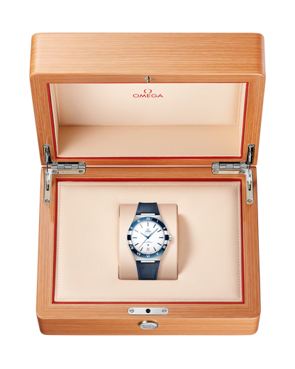 Omega Constellation White Dial Blue Ceramic Bezel Leather Strap 41mm Watch 131.33.41.21.04.001