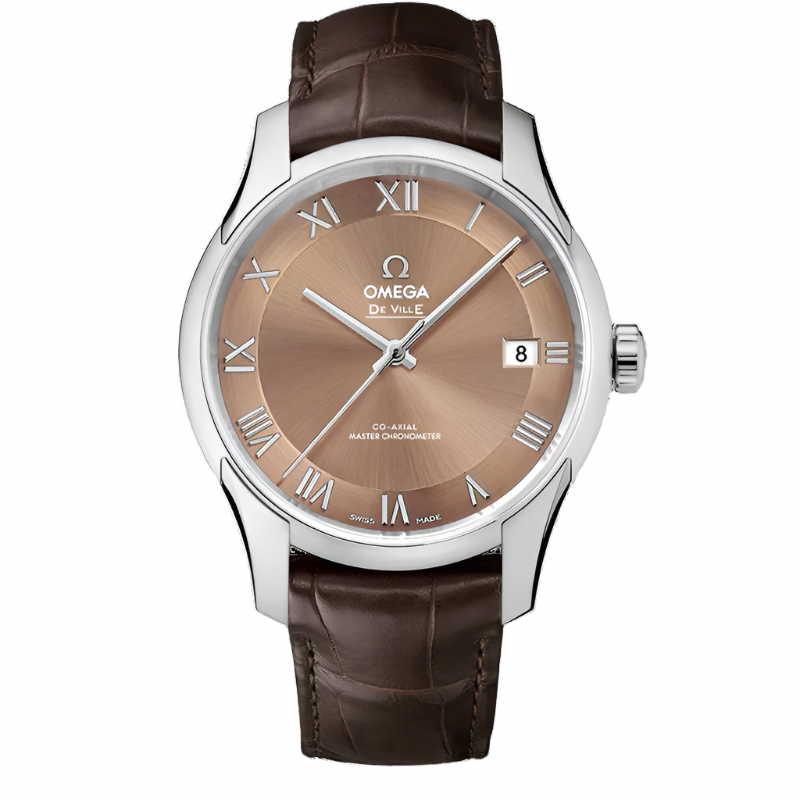 Omega De Ville Hour Vision Bronze Dial Brown Alligator Strap Automatic 41mm Watch 433.13.41.21.10.001