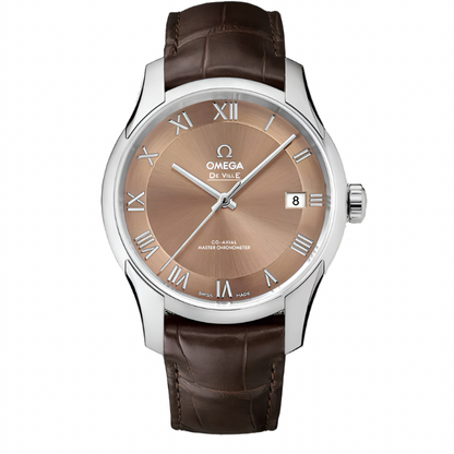 Omega De Ville Hour Vision Bronze Dial Brown Alligator Strap Automatic 41mm Watch 433.13.41.21.10.001