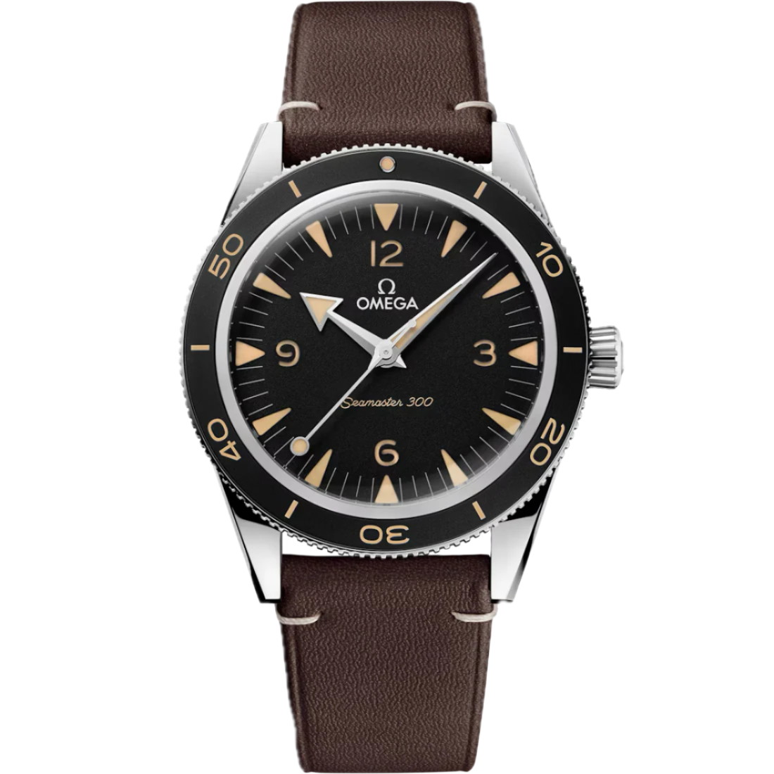 Omega Seamaster Black Dial Automatic Chronometer 41mm Leather Strap 234.32.41.21.01.001