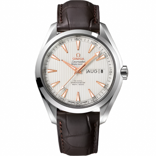 Omega Seamaster Aqua Terra 43mm Silver Dial Annual Calendar Automatic Leather Watch 231.13.43.22.02.003