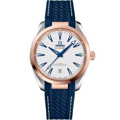 Omega Seamaster Aqua Terra Teak Silver Dial Automatic 38mm Sedna Gold Bezel 220.22.38.20.02.001