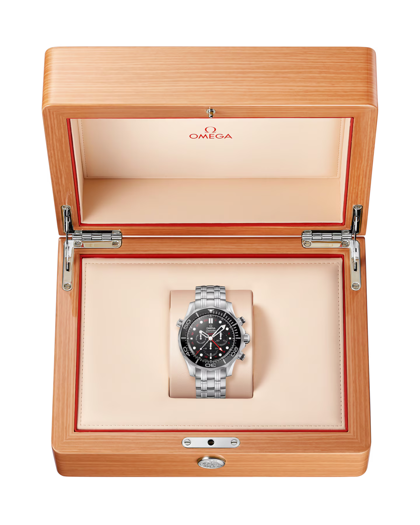 Omega Seamaster Diver 300M 44mm Chronograph GMT Black Dial Automatic Watch with Steel Bracelet 212.30.44.52.01.001