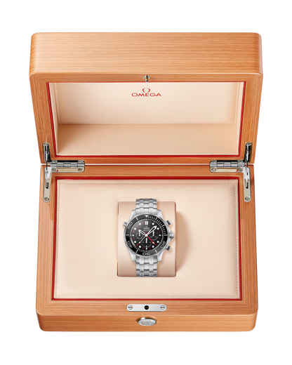 Omega Seamaster Diver 300M 44mm Chronograph GMT Black Dial Automatic Watch with Steel Bracelet 212.30.44.52.01.001