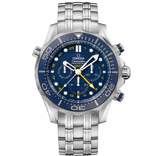 Omega Seamaster Diver Chronograph GMT 44mm Blue Dial Automatic Men's Watch – 212.30.44.52.03.001