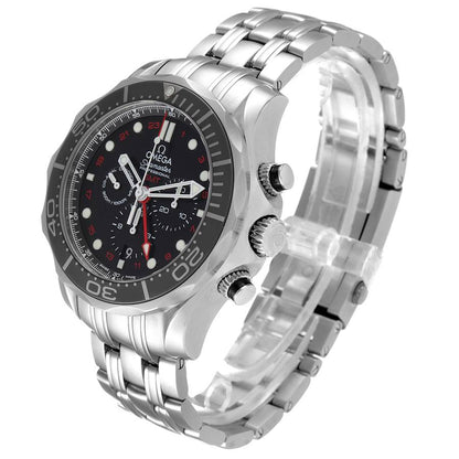 Omega Seamaster Diver 300M 44mm Chronograph GMT Black Dial Automatic Watch with Steel Bracelet 212.30.44.52.01.001