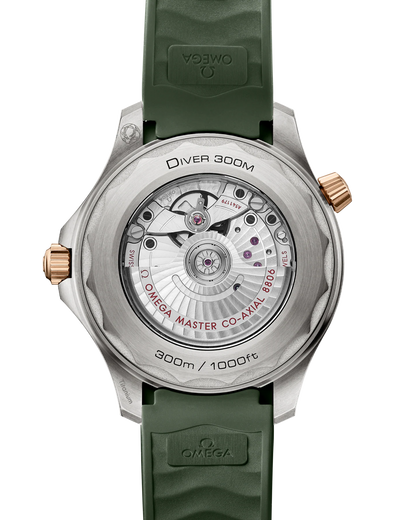 Omega Seamaster Green Dial Rose Gold Bezel Titanium Diver Watch 42mm 210.92.42.20.10.001