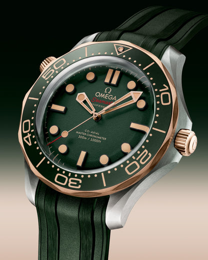 Omega Seamaster Green Dial Rose Gold Bezel Titanium Diver Watch 42mm 210.92.42.20.10.001