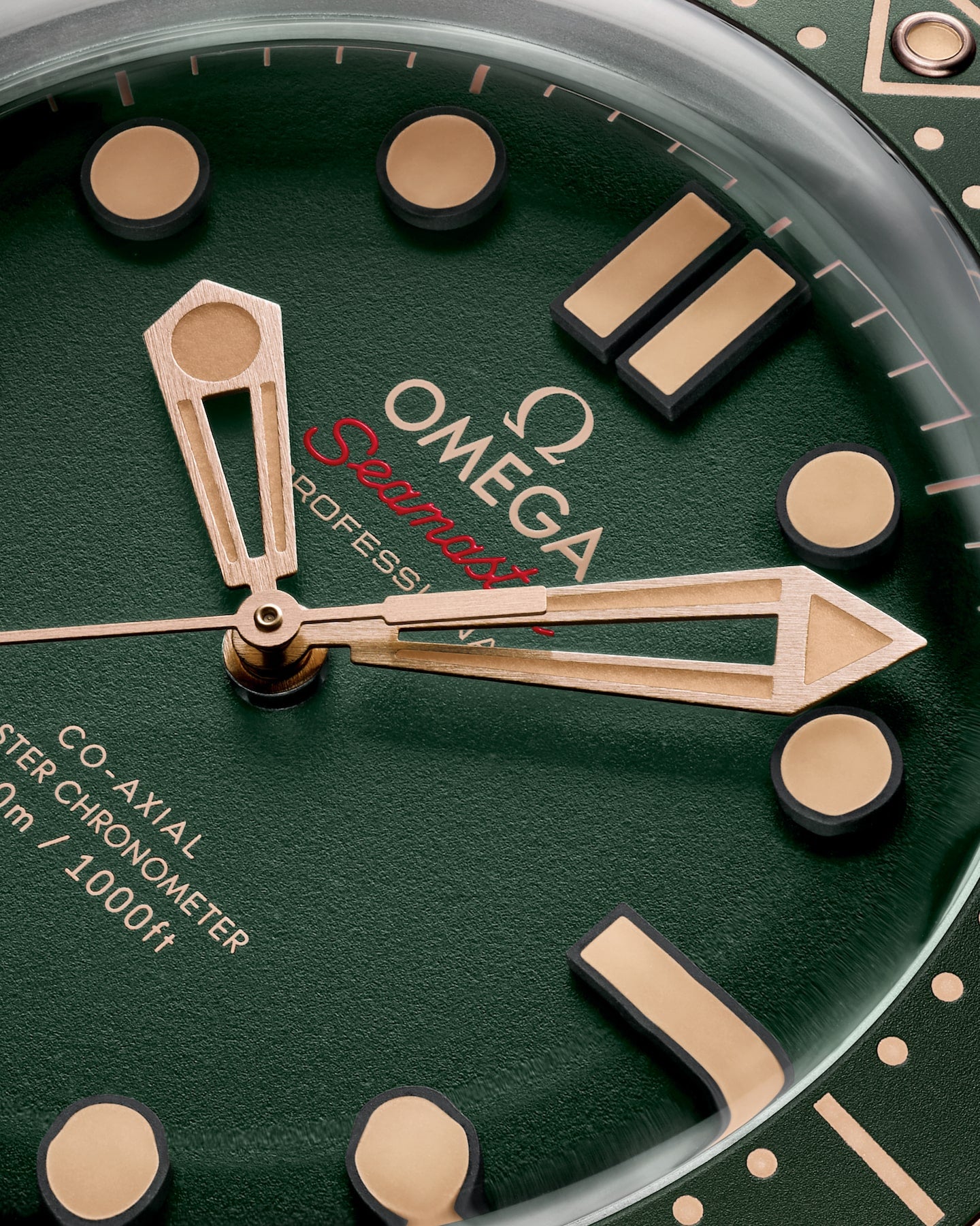 Omega Seamaster Green Dial Rose Gold Bezel Titanium Diver Watch 42mm 210.92.42.20.10.001
