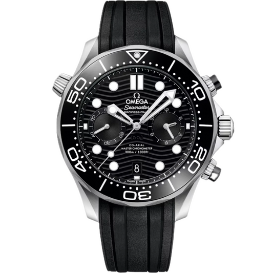 Omega Seamaster 300 Chronograph Black Dial Rubber Strap Ceramic Bezel 44mm Watch 210.32.44.51.01.001