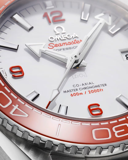 Omega Seamaster Planet Ocean White Dial Automatic 43mm Orange Bezel 600M Watch 215.30.44.21.04.001