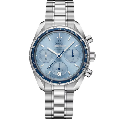 Omega Speedmaster 38mm Blue Dial Stainless Steel Automatic Chronograph Watch 324.30.38.50.03.001