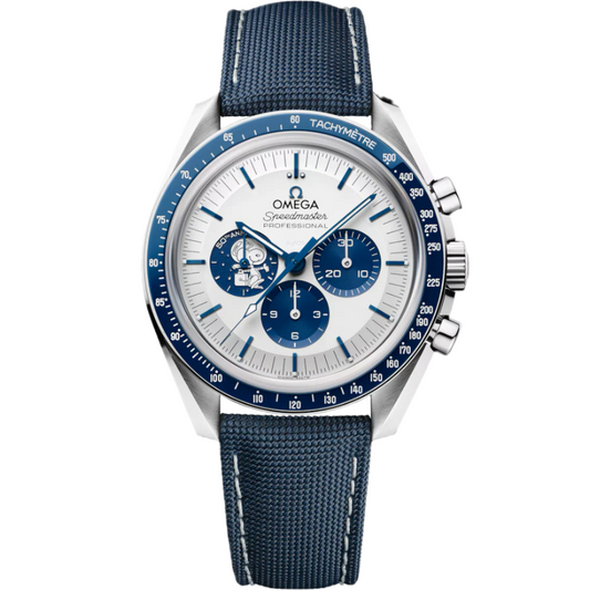 Omega Speedmaster Chronograph Silver Dial Blue Nylon Strap Hand-Wound Men's Watch 310.32.42.50.02.001