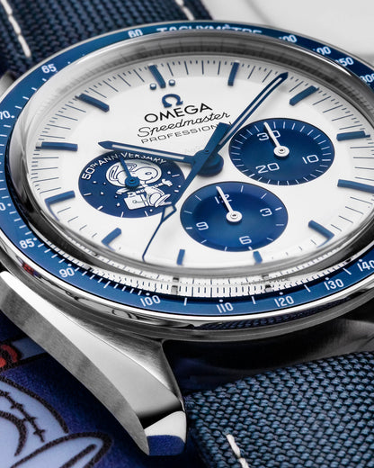 Omega Speedmaster Chronograph Silver Dial Blue Nylon Strap Hand-Wound Men's Watch 310.32.42.50.02.001