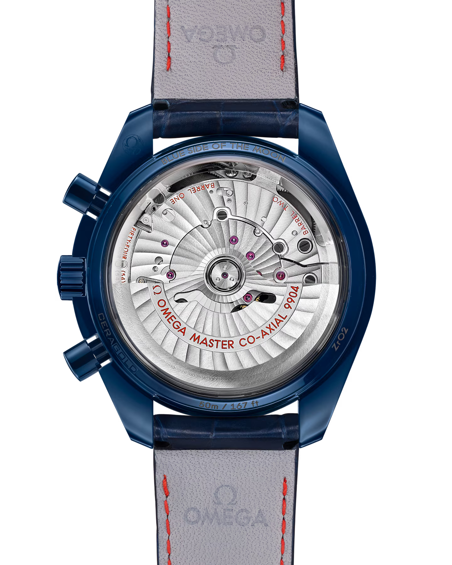 Omega Speedmaster Moonphase 44mm Chronograph Blue Ceramic & Aventurine Dial Automatic Watch on Leather Strap 304.93.44.52.03.002