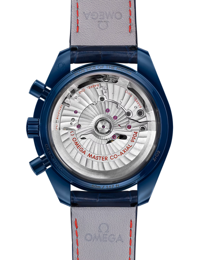Omega Speedmaster Moonphase 44mm Chronograph Blue Ceramic & Aventurine Dial Automatic Watch on Leather Strap 304.93.44.52.03.002