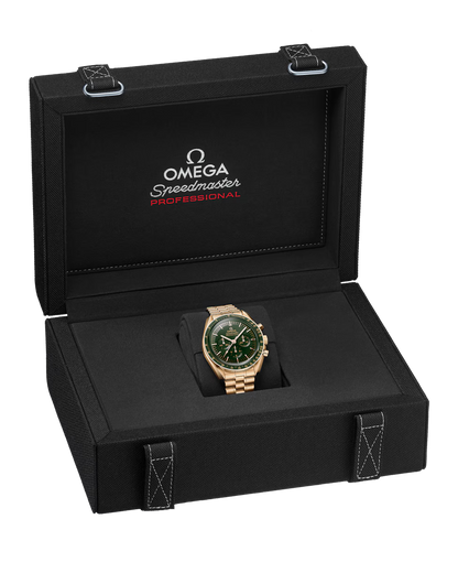Omega Speedmaster Moonwatch Green Dial 18kt Moonshine Gold Chronograph 42mm 310.60.42.50.10.001