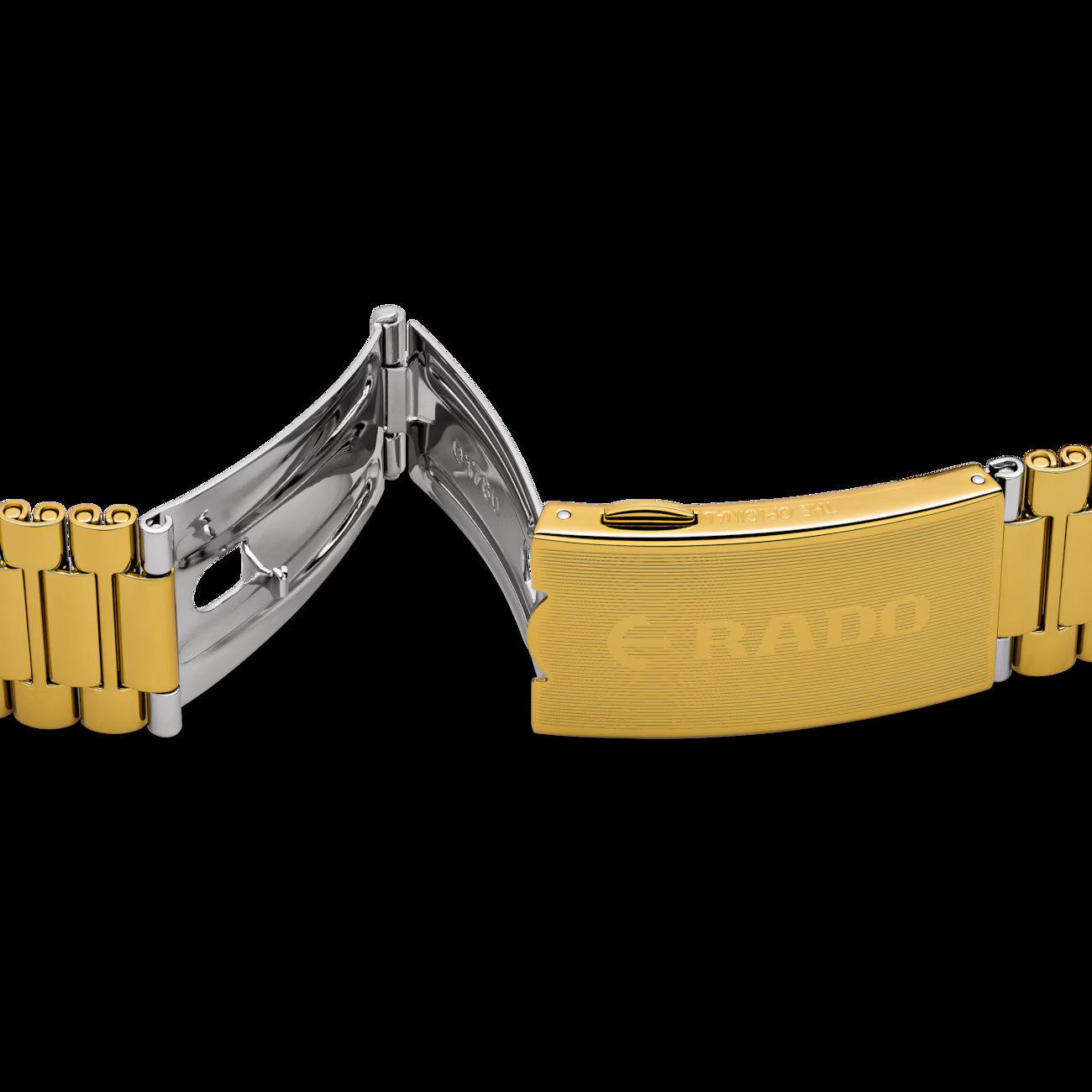 Rado R12413343 – Men's The Original Automatic Watch, 35mm Yellow Gold CVD Stainless Steel Case & Bracelet, Gold Diamond-Set Dial, Day-Date Display, 80H Power Reserve, 30M WR