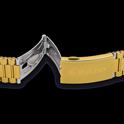 Rado R12413503 – Men's The Original Automatic Watch, 35mm Yellow Gold PVD Stainless Steel Case with Gold Dial, Diamond Markers, Day-Date Display, 80-Hour Power Reserve, 30M Water Resistance