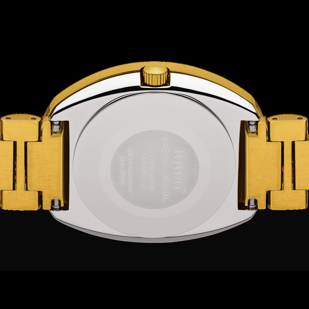 Rado R12413314 – Men's Original Automatic Watch, 35mm Yellow Gold CVD Stainless Steel Case & Bracelet with Gold Dial, Blue Simili Stone Markers, Day-Date Display, 80-Hour Power Reserve, 30M Water Resistance