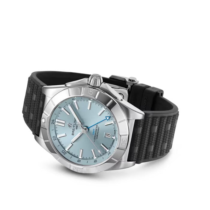 Breitling Chronomat GMT 40mm Ice Blue Dial Men’s Watch – Stainless Steel, Rubber Strap, Automatic, 200M Water Resistant | Luxero