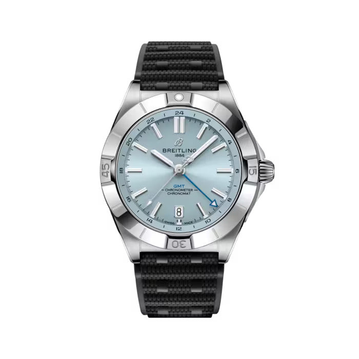 Breitling Chronomat GMT 40mm Ice Blue Dial Men’s Watch – Stainless Steel, Rubber Strap, Automatic, 200M Water Resistant | Luxero