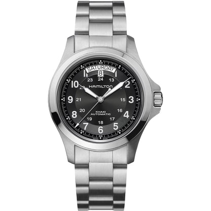 Hamilton Khaki King II Automatic Black Dial 40mm Men’s Watch H64455133 – Stainless Steel Bracelet, Day-Date Display, Calibre H-40, 80-Hour Power Reserve, 50M Water Resistance