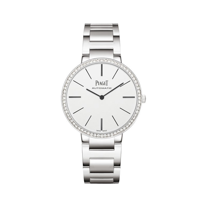 Piaget Altiplano Automatic White Gold Ladies Watch with Diamond Bezel White Dial