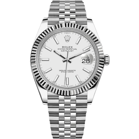 Rolex Datejust 41 White Dial Automatic Stainless Steel & 18K White Gold Jubilee Men's Watch 126334WSJ