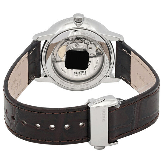 Rado R22860165 – Men's Coupole Classic Automatic Watch, 37mm Stainless Steel Case, Black Dial with Rose Gold-Tone Hands, Leather Strap, Sapphire Crystal, 50M WR