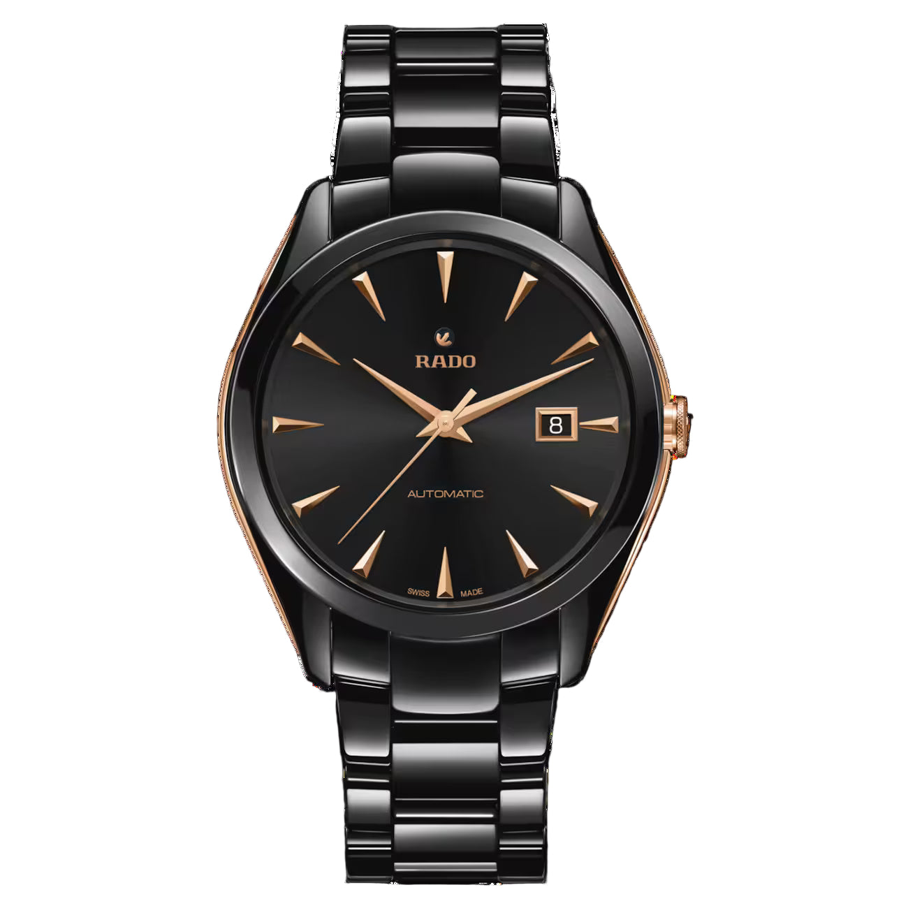 Rado R32252162 – Men's HyperChrome Automatic Watch, 42mm Black Ceramic Case & Bracelet with Black Dial, Rose Gold-Tone Hands, 80-Hour Power Reserve, 50M Water Resistance