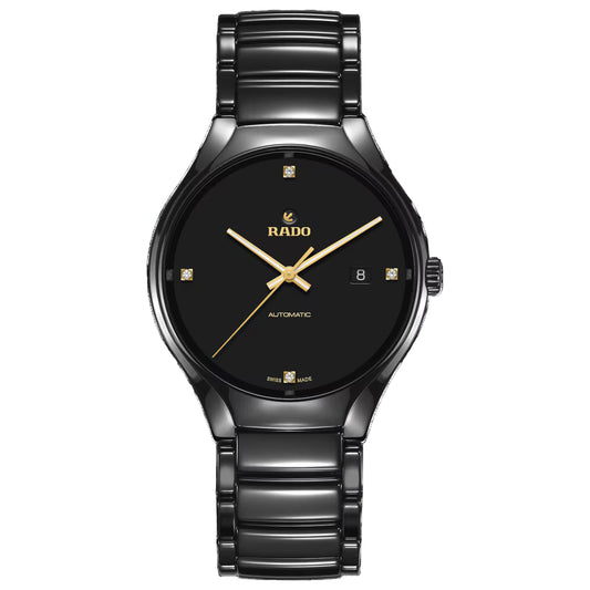 Rado R27056712 Men’s Dress Watch – 40mm Black Ceramic Case & Bracelet, Black Dial with Diamond Markers, Automatic Movement, 80H Power Reserve, 50M WR
