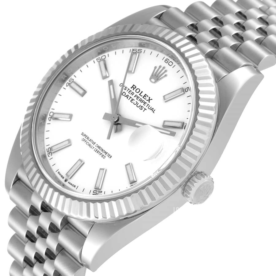 Rolex Datejust 41 White Dial Automatic Stainless Steel & 18K White Gold Jubilee Men's Watch 126334WSJ