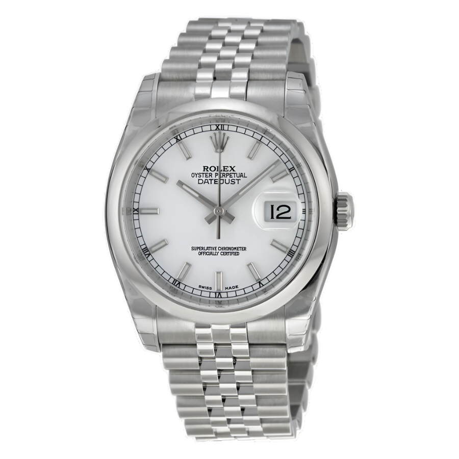 Rolex Datejust 36 White Dial Domed Bezel Stainless Steel Jubilee Watch 116200WSJ