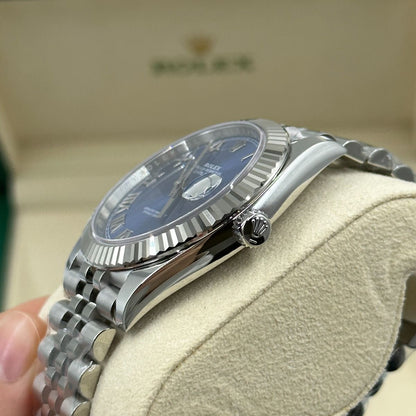 Rolex Datejust 41 Blue Dial Fluted Bezel White Gold & Steel Men's Watch m126334-0026