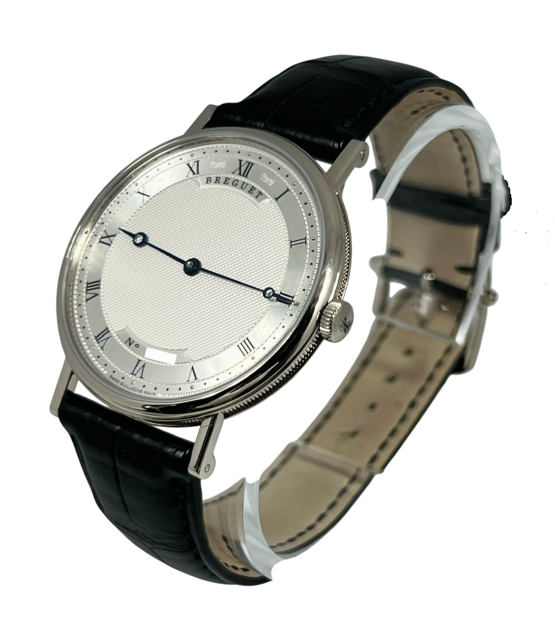 Breguet Classique 5157BB/11/9V6 Men’s 38mm Ultra-Thin White Gold Automatic Watch – Silver Dial, Black Leather Strap
