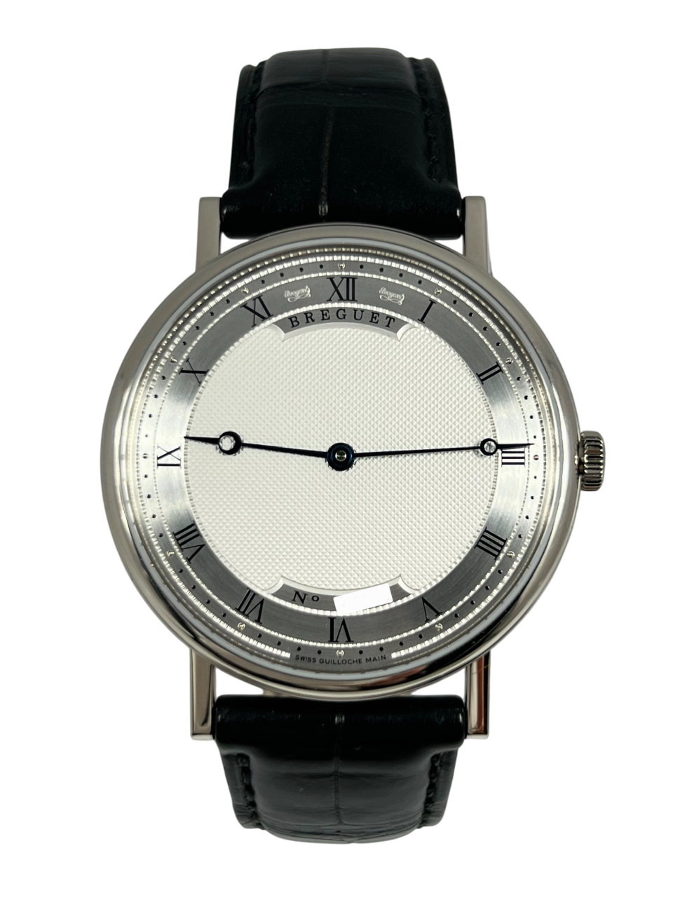 Breguet Classique 5157BB/11/9V6 Men’s 38mm Ultra-Thin White Gold Automatic Watch – Silver Dial, Black Leather Strap