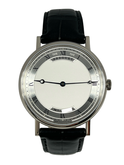 Breguet Classique 5157BB/11/9V6 Men’s 38mm Ultra-Thin White Gold Automatic Watch – Silver Dial, Black Leather Strap