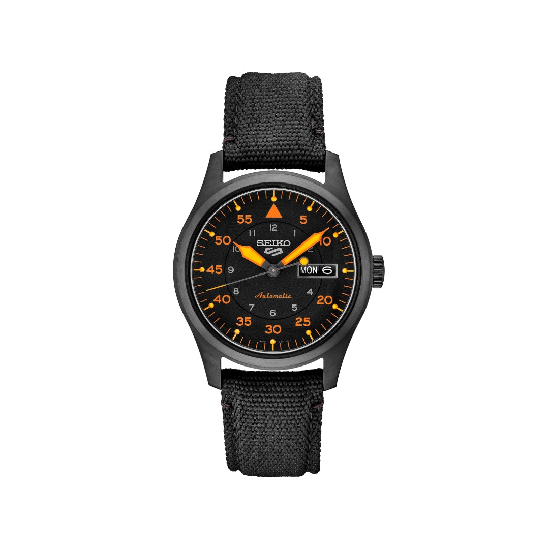 Seiko 5 Sports SRPH33K1 Automatic Men's Watch – Black Dial, Nylon Strap, 39mm, Military Style