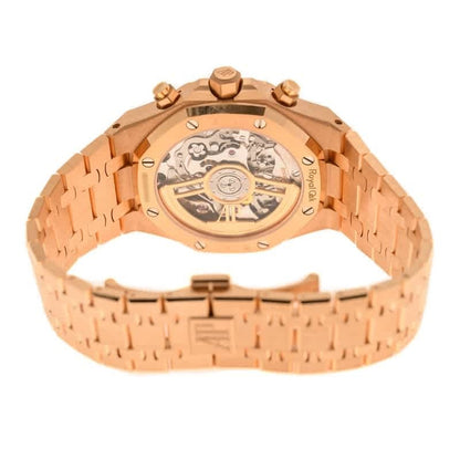 Rose gold watch with visible brand name on a white background