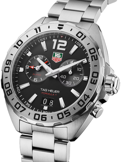 Tag Heuer Formula 1 WAZ111A.BA0875 Men’s 41mm Black Dial Quartz Alarm Watch – Stainless Steel Bracelet, 200M Water Resistance