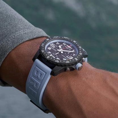 Breitling Professional X82310281B1S1 – 44mm Men's Swiss Quartz Chronograph Watch with Black Dial, Light Blue Rubber Strap & Ultralight Breitlight Case