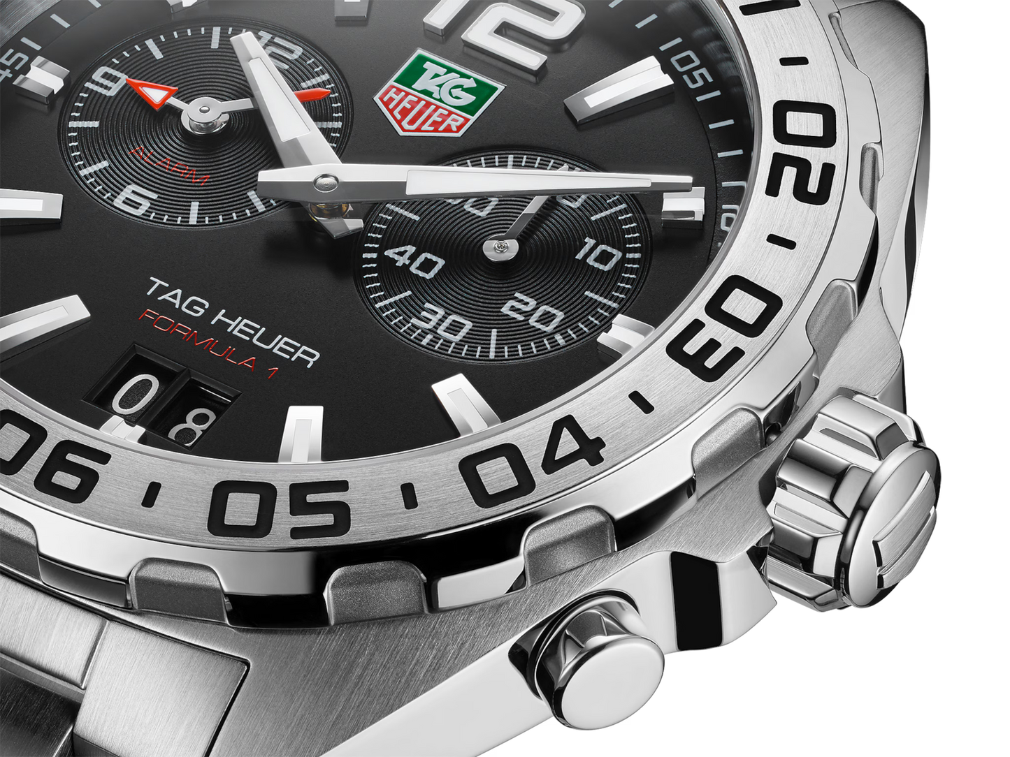 Tag Heuer Formula 1 WAZ111A.BA0875 Men’s 41mm Black Dial Quartz Alarm Watch – Stainless Steel Bracelet, 200M Water Resistance
