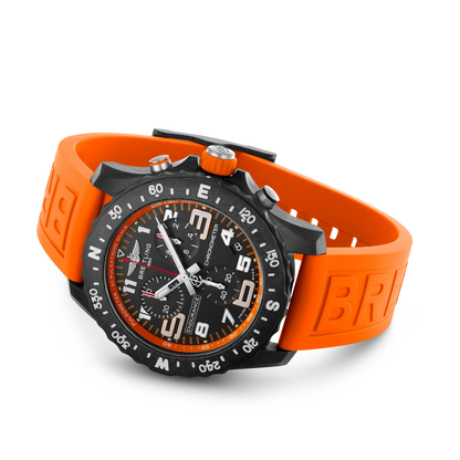 Breitling Endurance Pro X82310A51B1S1 – 44mm Men's Swiss Quartz Chronograph Watch with Black Dial, Orange Rubber Strap & Durable Breitlight Case