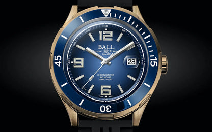 Ball Roadmaster DM3070B-P1CJ-BE – Women's 42mm Swiss Automatic Bronze Dive Watch with Blue Dial, Rubber Strap & 200M Water Resistance