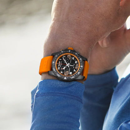 Breitling Endurance Pro X82310A51B1S1 – 44mm Men's Swiss Quartz Chronograph Watch with Black Dial, Orange Rubber Strap & Durable Breitlight Case
