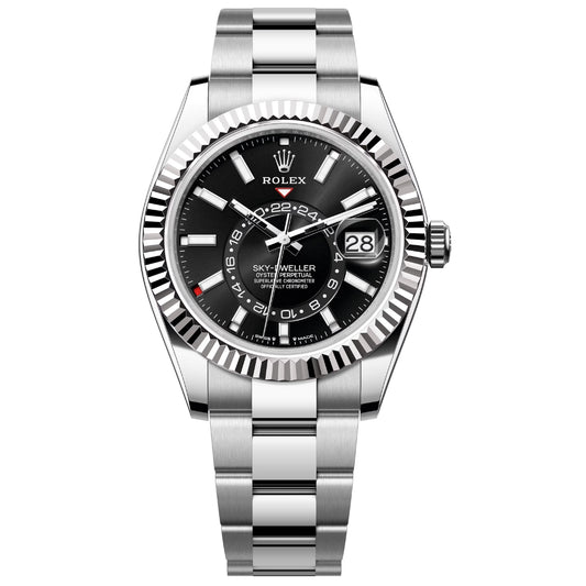 Rolex Sky-Dweller 42mm Black Dial White Gold Bezel Oyster Bracelet Men's Watch 336934-0007