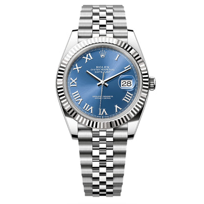Rolex Datejust 41 Blue Dial Fluted Bezel White Gold & Steel Men's Watch m126334-0026
