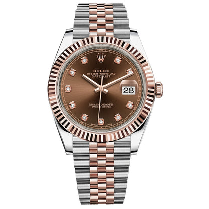 Rolex Datejust 41 Chocolate Dial Diamond Markers Two-Tone Everose Gold Watch M126331-0004